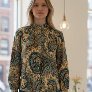 Vintage 90's Silk Paisley Blouse by Jones NY Country